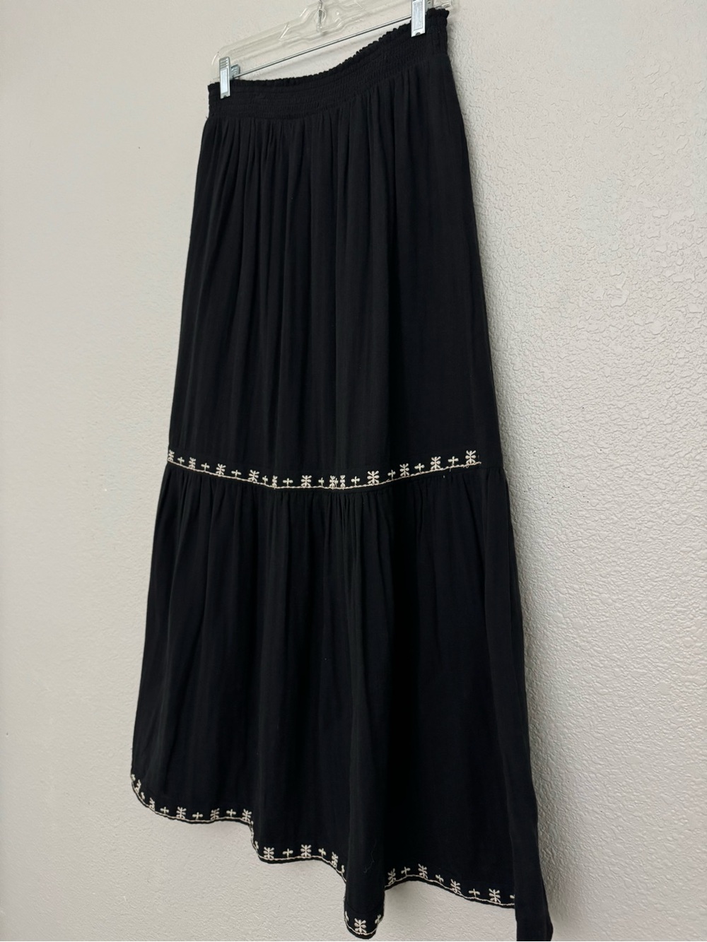 Dizzy Lizzy Black Embroidered Boho Maxi Skirt Size Small - Picture 6 of 12